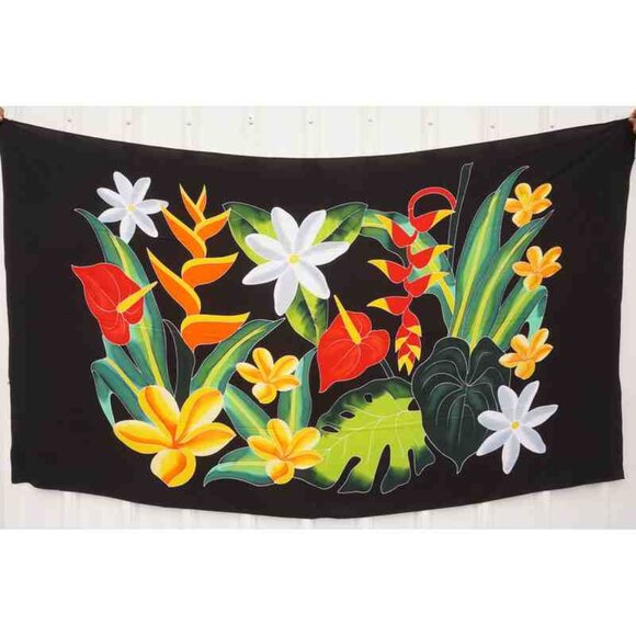 CCM7 Floral Batik Plus 38" Open Hand Painted Cover Up Midi Cardigan fit up to 5X - Picture 2 of 2